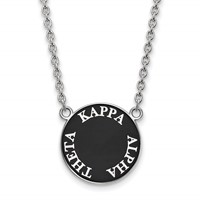 Sterling Silver Rhodium-plated LogoArt Kappa Alpha Theta Sorority Text Large Color Enamel Pendant Necklace, 18" view 1
