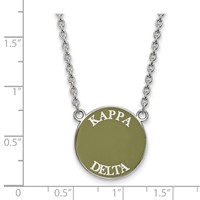 Sterling Silver Rhodium-plated LogoArt Kappa Delta Sorority Text Large Color Enamel Pendant Necklace, 18" view 2