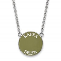 Sterling Silver Rhodium-plated LogoArt Kappa Delta Sorority Text Large Color Enamel Pendant Necklace, 18" view 1