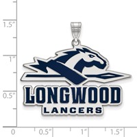 Sterling Silver Rhodium-plated LogoArt Longwood University Lancers Extra Large Enameled Pendant view 2