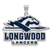 Sterling Silver Rhodium-plated LogoArt Longwood University Lancers Extra Large Enameled Pendant view 1