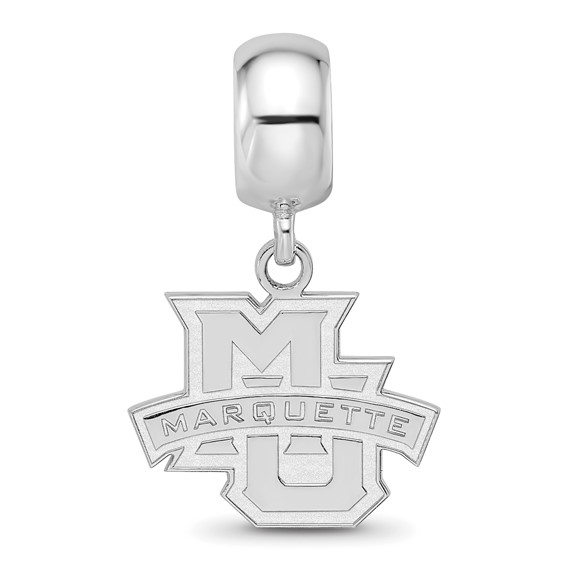 Sterling Silver Rhodium-plated LogoArt Marquette University Small Dangle Bead Charm
