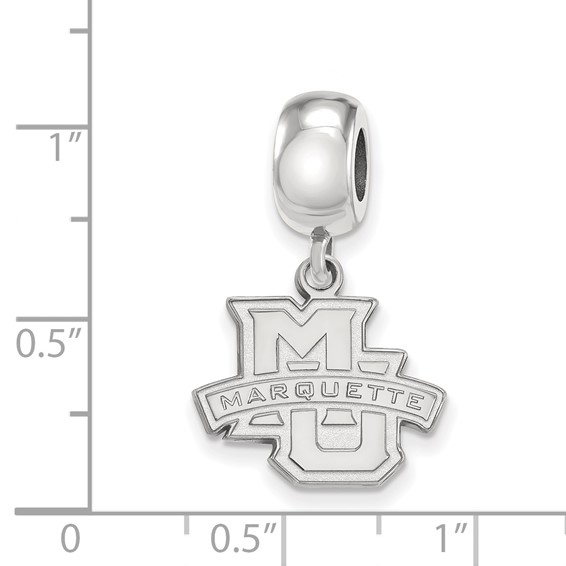 Sterling Silver Rhodium-plated LogoArt Marquette University Small Dangle Bead Charm