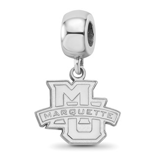Sterling Silver Rhodium-plated LogoArt Marquette University Small Dangle Bead Charm