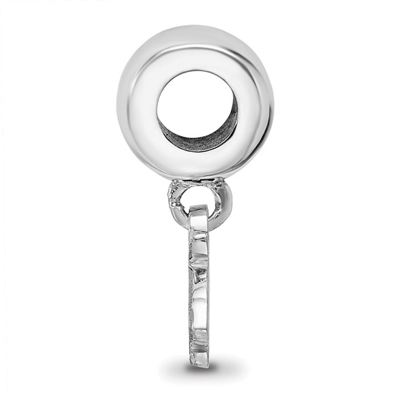 Sterling Silver Rhodium-plated LogoArt Montana State University Bobcat Extra Small Dangle Bead Charm