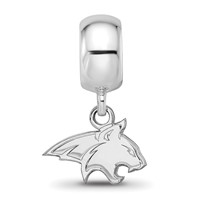Sterling Silver Rhodium-plated LogoArt Montana State University Bobcat Extra Small Dangle Bead Charm view 3