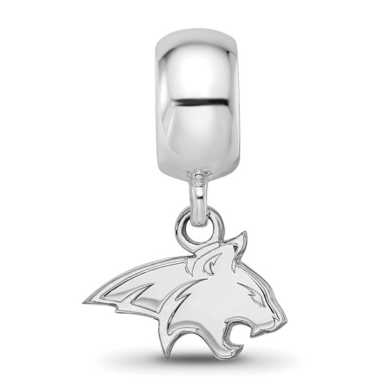 Sterling Silver Rhodium-plated LogoArt Montana State University Bobcat Extra Small Dangle Bead Charm