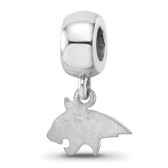 Sterling Silver Rhodium-plated LogoArt Montana State University Bobcat Extra Small Dangle Bead Charm