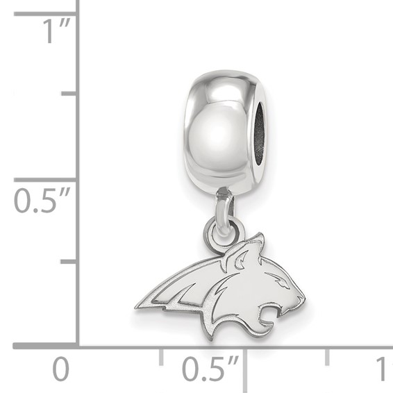 Sterling Silver Rhodium-plated LogoArt Montana State University Bobcat Extra Small Dangle Bead Charm