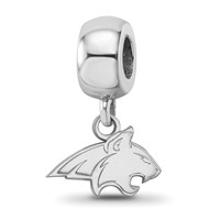 Sterling Silver Rhodium-plated LogoArt Montana State University Bobcat Extra Small Dangle Bead Charm view 1