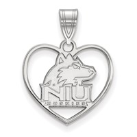 Sterling Silver Rhodium-plated LogoArt Northern Illinois University N-i-u Huskies Heart Pendant view 1