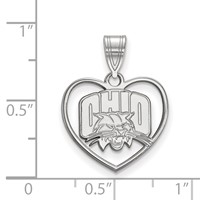 Sterling Silver Rhodium-plated LogoArt Ohio University Heart Pendant view 2