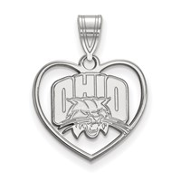 Sterling Silver Rhodium-plated LogoArt Ohio University Heart Pendant view 1