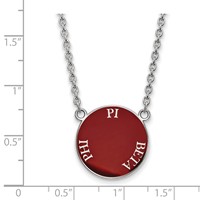 Sterling Silver Rhodium-plated LogoArt Pi Beta Phi Sorority Text Large Color Enamel Pendant Necklace - 18in view 2