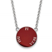 Sterling Silver Rhodium-plated LogoArt Pi Beta Phi Sorority Text Large Color Enamel Pendant Necklace - 18in view 1