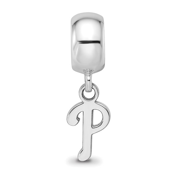 Sterling Silver Rhodium Plated Major League Baseball LogoArt Philadelphia Phillies Dangle Bead