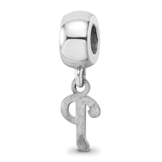 Sterling Silver Rhodium Plated Major League Baseball LogoArt Philadelphia Phillies Dangle Bead