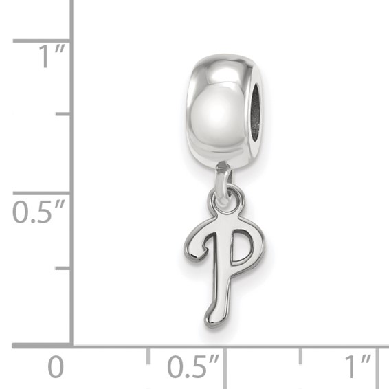 Sterling Silver Rhodium Plated Major League Baseball LogoArt Philadelphia Phillies Dangle Bead