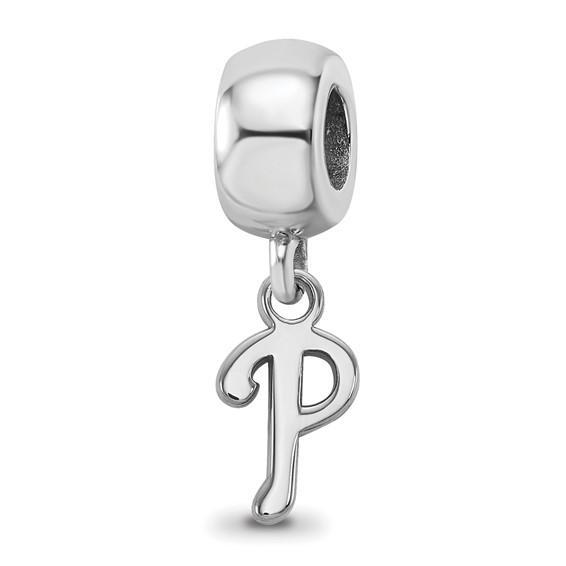 Sterling Silver Rhodium Plated Major League Baseball LogoArt Philadelphia Phillies Dangle Bead