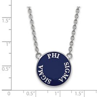 Sterling Silver Rhodium-plated LogoArt Phi Sigma Sigma Sorority Text Large Color Enamel Pendant Necklace, 18" view 2