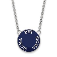 Sterling Silver Rhodium-plated LogoArt Phi Sigma Sigma Sorority Text Large Color Enamel Pendant Necklace, 18" view 1