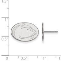 Sterling Silver Rhodium-plated LogoArt Penn State University Lion Small Post Earrings view 2