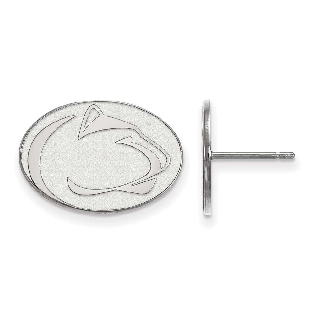 Sterling Silver Rhodium-plated LogoArt Penn State University Lion Small Post Earrings