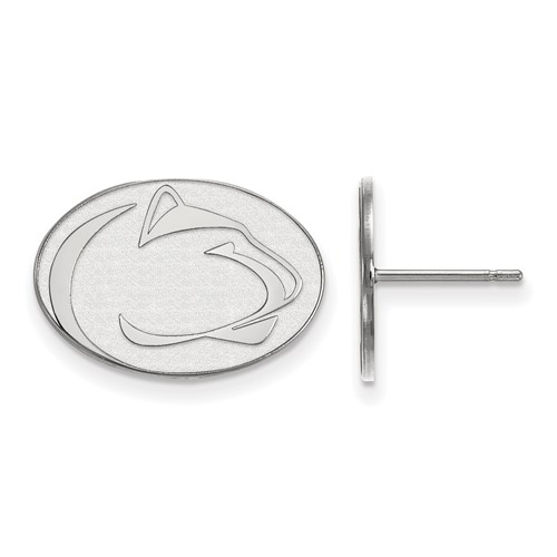 Sterling Silver Rhodium-plated LogoArt Penn State University Lion Small Post Earrings