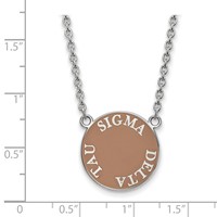 Sterling Silver Rhodium-plated LogoArt Sigma Delta Tau Sorority Text Large Color Enamel Pendant Necklace, 18" view 2