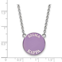 Sterling Silver Rhodium-plated LogoArt Sigma Kappa Sorority Text Large Color Enamel Pendant Necklace, 18" view 2