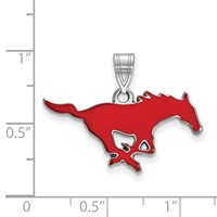 Sterling Silver Rhodium-plated LogoArt Southern Methodist University Mustang Medium Enameled Pendant view 2