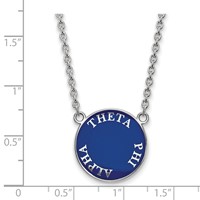 Sterling Silver Rhodium-plated LogoArt Theta Phi Alpha Sorority Text Large Color Enamel Pendant Necklace, 18" view 2