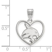 Sterling Silver Rhodium-plated LogoArt Texas State University Bobcat Heart Pendant view 2