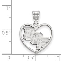 Sterling Silver Rhodium-plated LogoArt University of Central Florida U-c-f Heart Pendant view 2