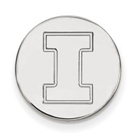 SS Rh-p LogoArt University of Illinois Black Leather Oval Key Chain view 2