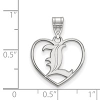 Sterling Silver Rhodium-plated LogoArt University of Louisville Letter L Heart Pendant view 2