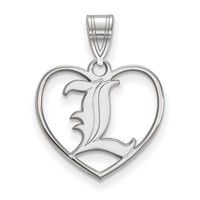 Sterling Silver Rhodium-plated LogoArt University of Louisville Letter L Heart Pendant view 1