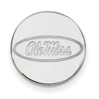 SS Rh-p LogoArt University of Mississippi Black Leather Oval Key Ch view 2