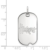 Sterling Silver Rhodium-plated LogoArt University of Nebraska Huskers Small Dog Tag Pendant view 2