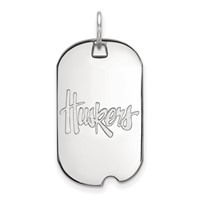 Sterling Silver Rhodium-plated LogoArt University of Nebraska Huskers Small Dog Tag Pendant view 1