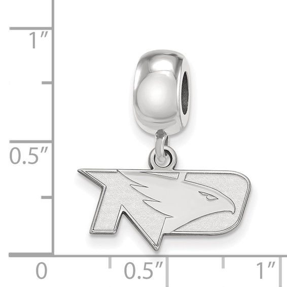 Sterling Silver Rhodium-plated LogoArt University of North Dakota Extra Small Dangle Bead Charm