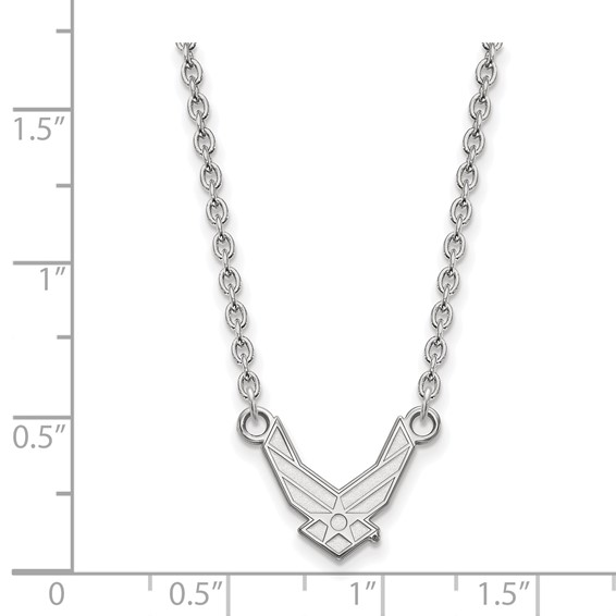 Sterling Silver Rhodium-plated LogoArt U.S. Air Force Small Pendant 18 inch Necklace