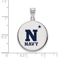 Sterling Silver Rhodium-plated LogoArt US Naval Academy Large Enameled Disc Pendant view 2