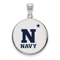 Sterling Silver Rhodium-plated LogoArt US Naval Academy Large Enameled Disc Pendant view 1
