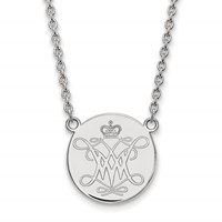 Sterling Silver Rhodium-plated LogoArt College of William and Mary Large Disc Pendant Necklace, 18" view 1
