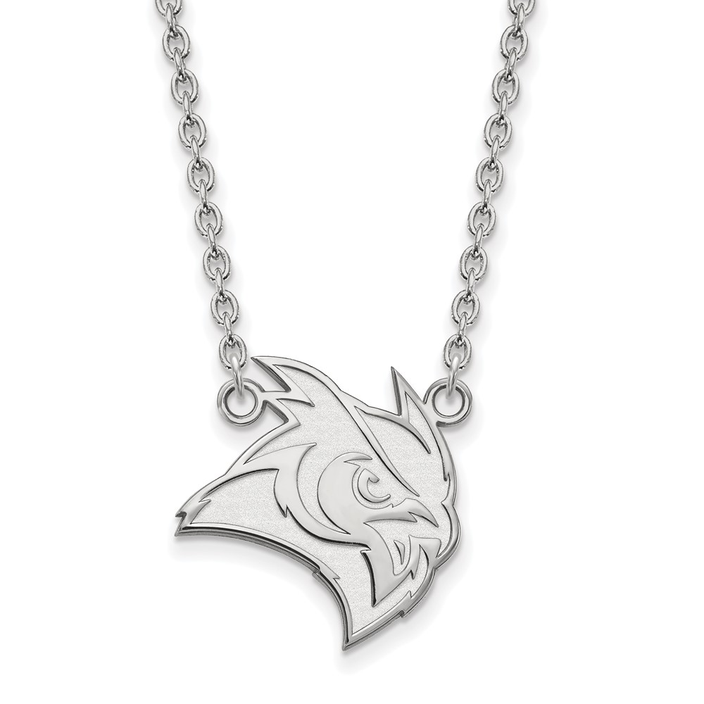 Sterling Silver Rhodium-plated LogoArt Rice University Owl Large Pendant Necklace, 18"