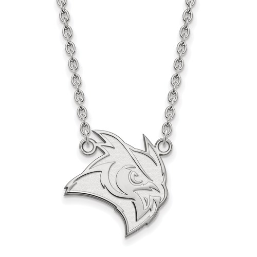 Sterling Silver Rhodium-plated LogoArt Rice University Owl Large Pendant Necklace, 18"