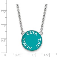 Sterling Silver Rhodium-plated LogoArt Zeta Tau Alpha Sorority Text Large Color Enamel Pendant Necklace, 18" view 2