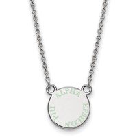 Sterling Silver Rhodium-plated LogoArt Alpha Epsilon Phi Extra Sorority Text Small Color Enamel Pendant Necklace - 18in view 1