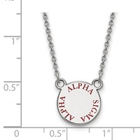 Sterling Silver Rhodium-plated LogoArt Alpha Sigma Alpha Sorority Text Small Color Enamel Pendant Necklace, 18" view 2